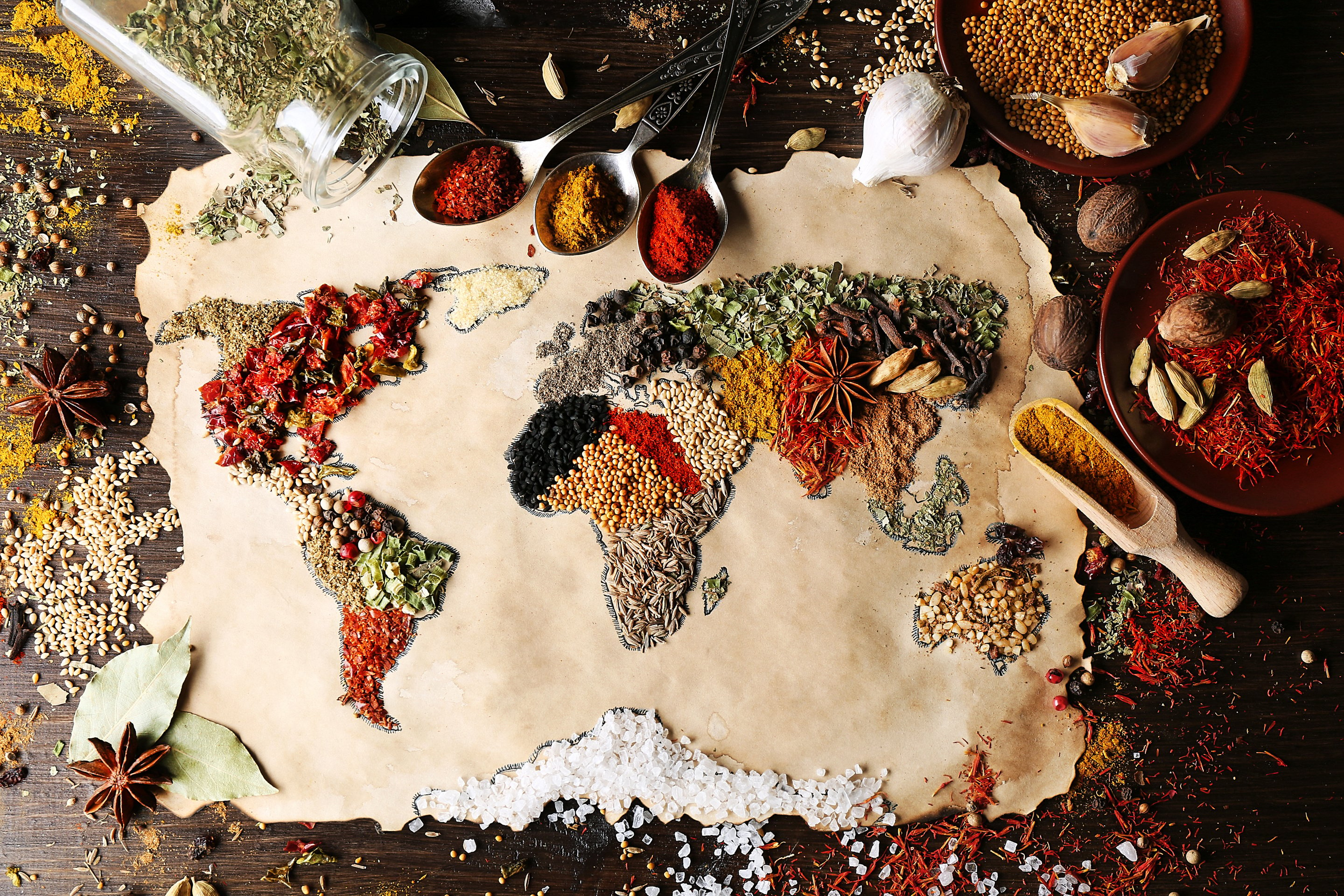 World Map Made From Spices